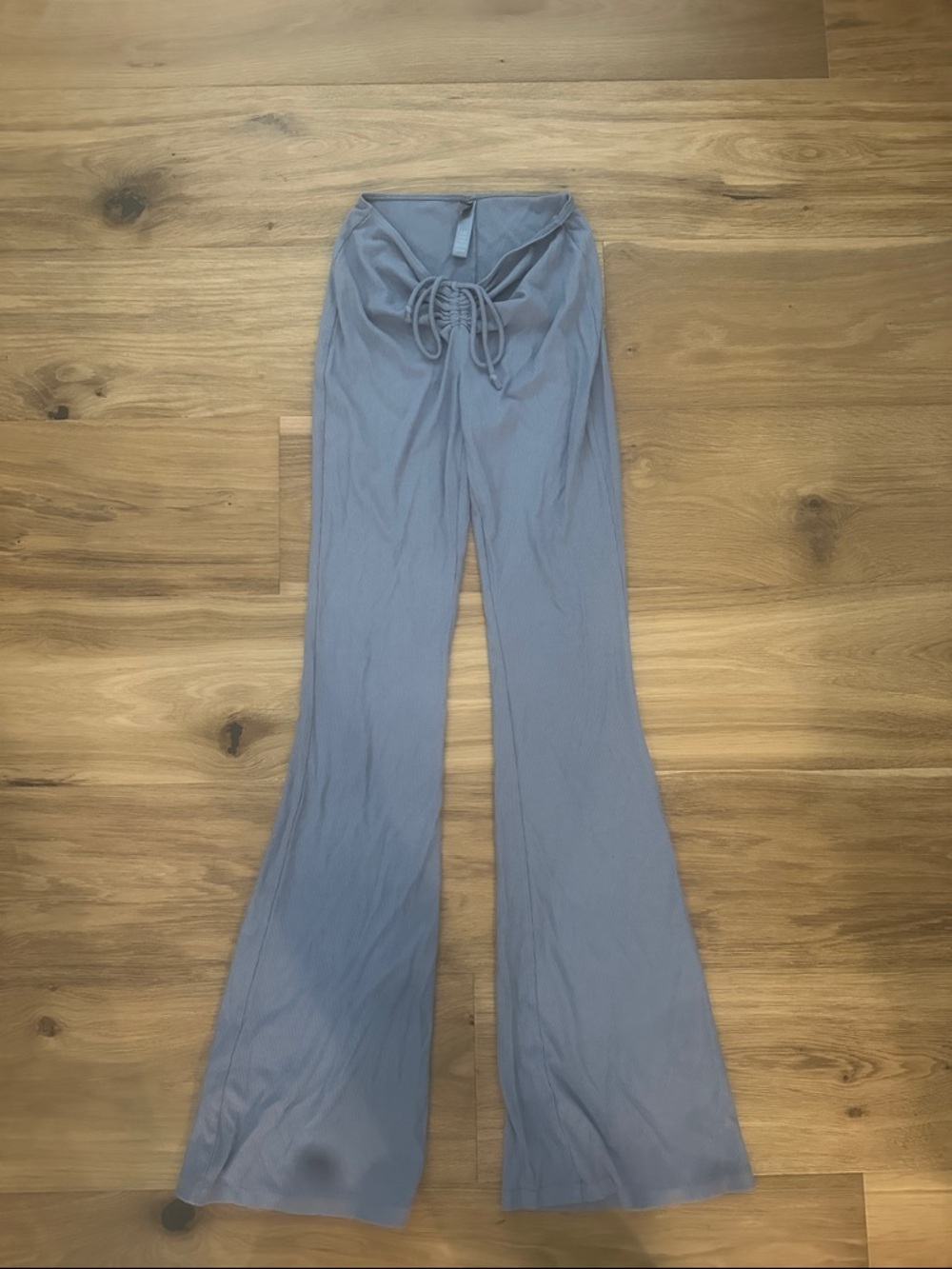 SKIMS Light Blue Ribbed Flare Pants